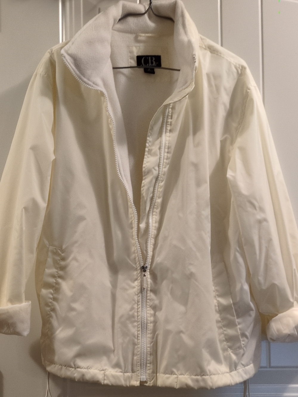 CB casual Cream Lightweight Zip-Front Puffer Jacket